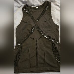 Alo Yoga Black Sleeveless Laser Cut Tank Workout Top Size M